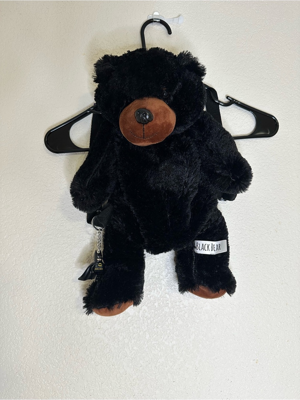 Black Bear Plush Kids Backpack - Plush Black Bear with Brown Snout